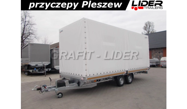 LT-038 przyczepa + plandeka 620x220x260cm, spedycyjna przyczepa ciężarowa, towarowa, 2 osiowa, DMC 3500kg